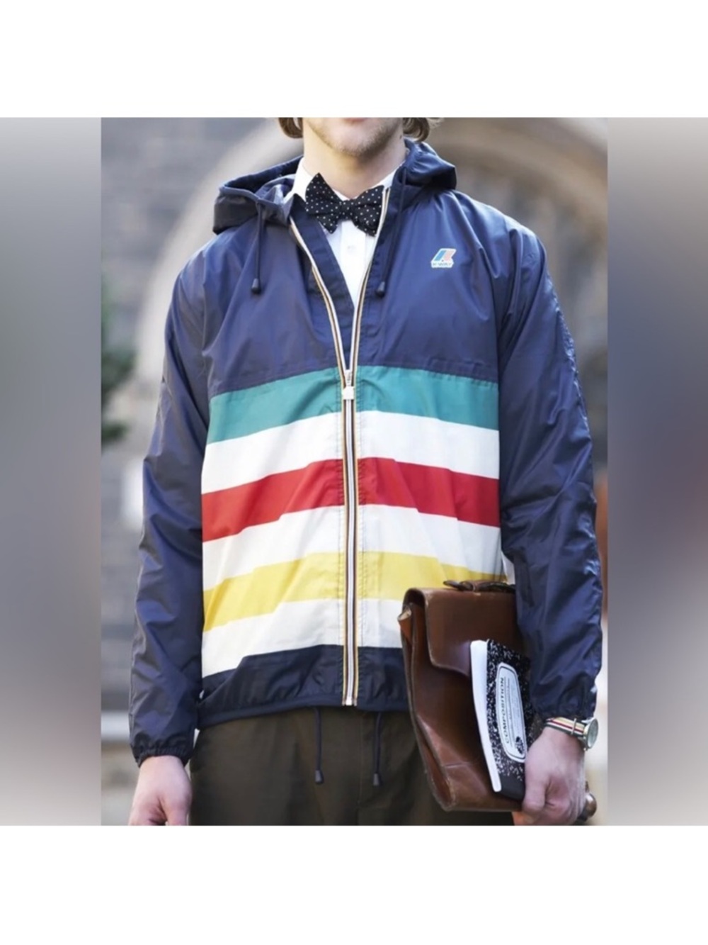 K-Way x Hudson's Bay Company Limited Edition Striped Windbreaker Jacket Size XL